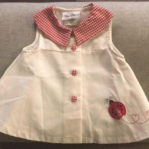 Rare Editions Other - Rare Editions baby girl shirt dress. White and red gingham and ladybug print